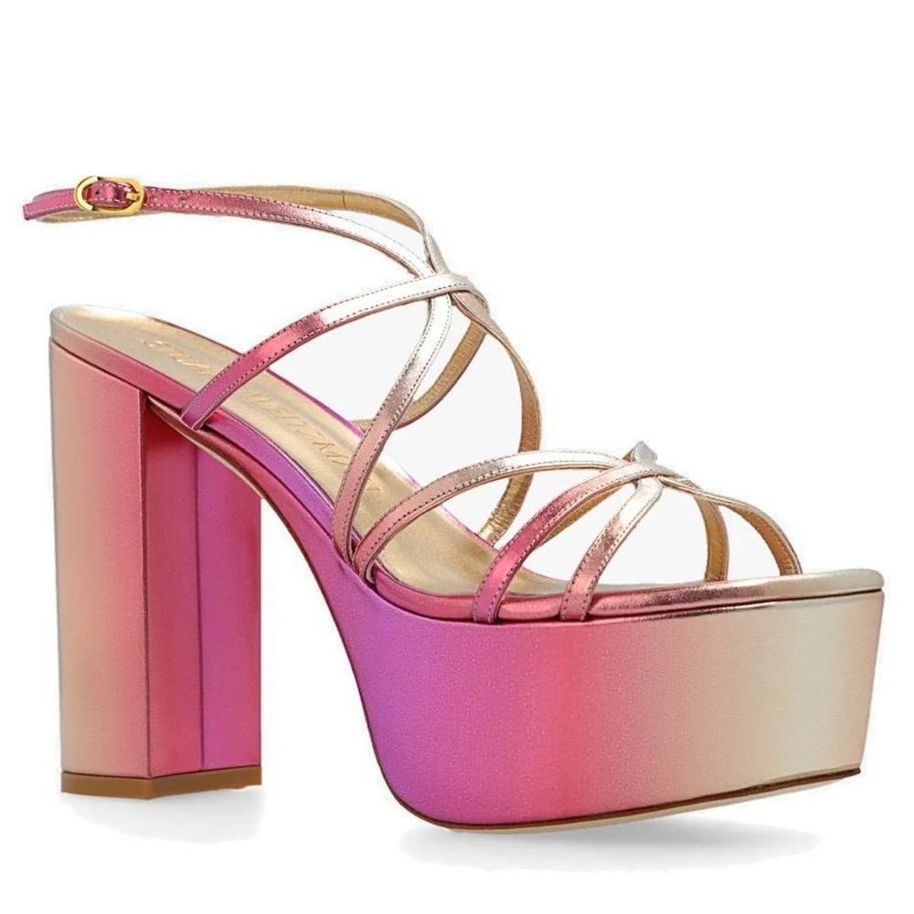 Stuart Weitzman Platform Heels In Pink/Gold - Size 6.5